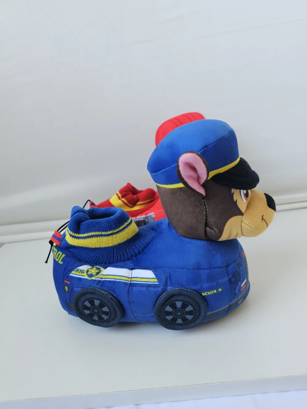 PAW Patrol Toddler Slippers Chase & Marshall Vehicle Plush Booties Size 9-10 NWT